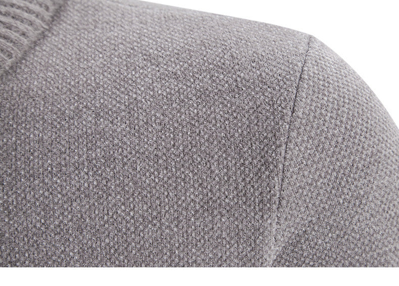 Fleece-lined Thickened Men's Knitted Stand Collar Jacket