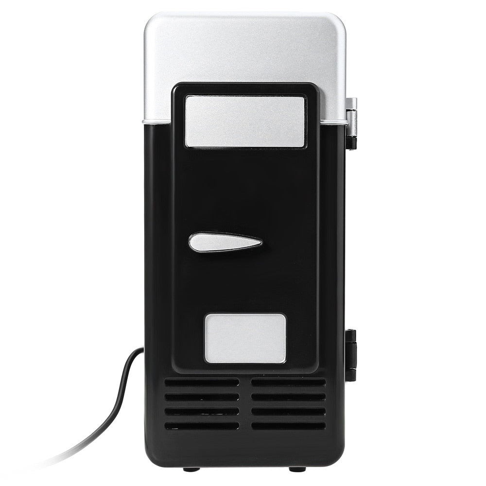 New 2 In 1 Desktop Mini Fridge USB Gadget Beverage Cans Cooler Warmer Refrigerator With Internal LED Light Car Use Mini Fridge