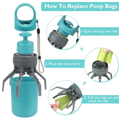 Portable Lightweight Dog Pooper Scooper With Built-in Poop Bag Dispenser Eight-claw Shovel For Pet Toilet Picker Pet Products