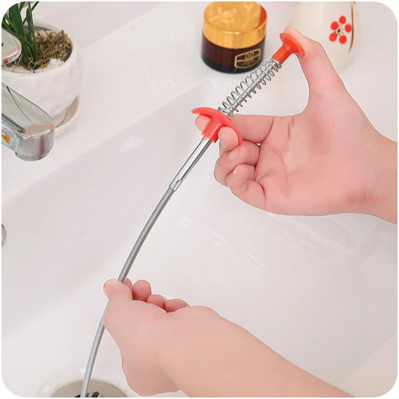 24.4 Inch Spring Pipe Dredging Tools, Drain Snake, Drain Cleaner Sticks Clog Remover Cleaning Tools Household for Kitchen Sink