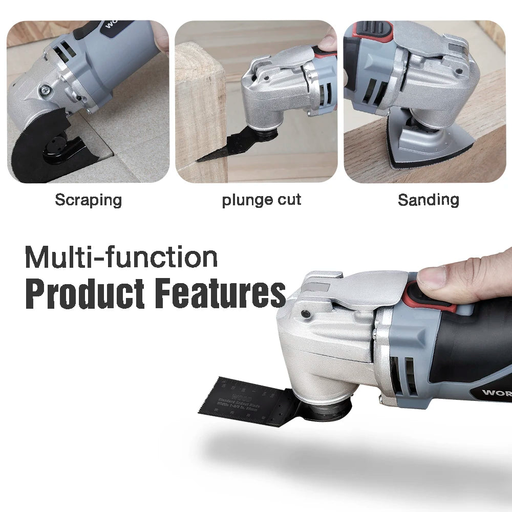 WORKPRO 250W Electric Multifunction Oscillating Tool Variable Speed Power Hand Tool with Accessories Electric Cutter