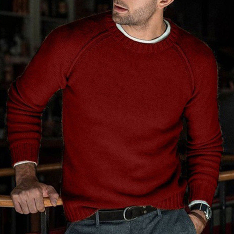Men's Shirt Solid Color Round Neck Knitted Sweater