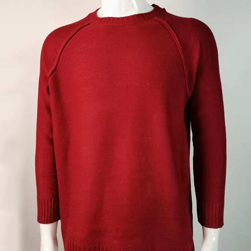 Men's Shirt Solid Color Round Neck Knitted Sweater