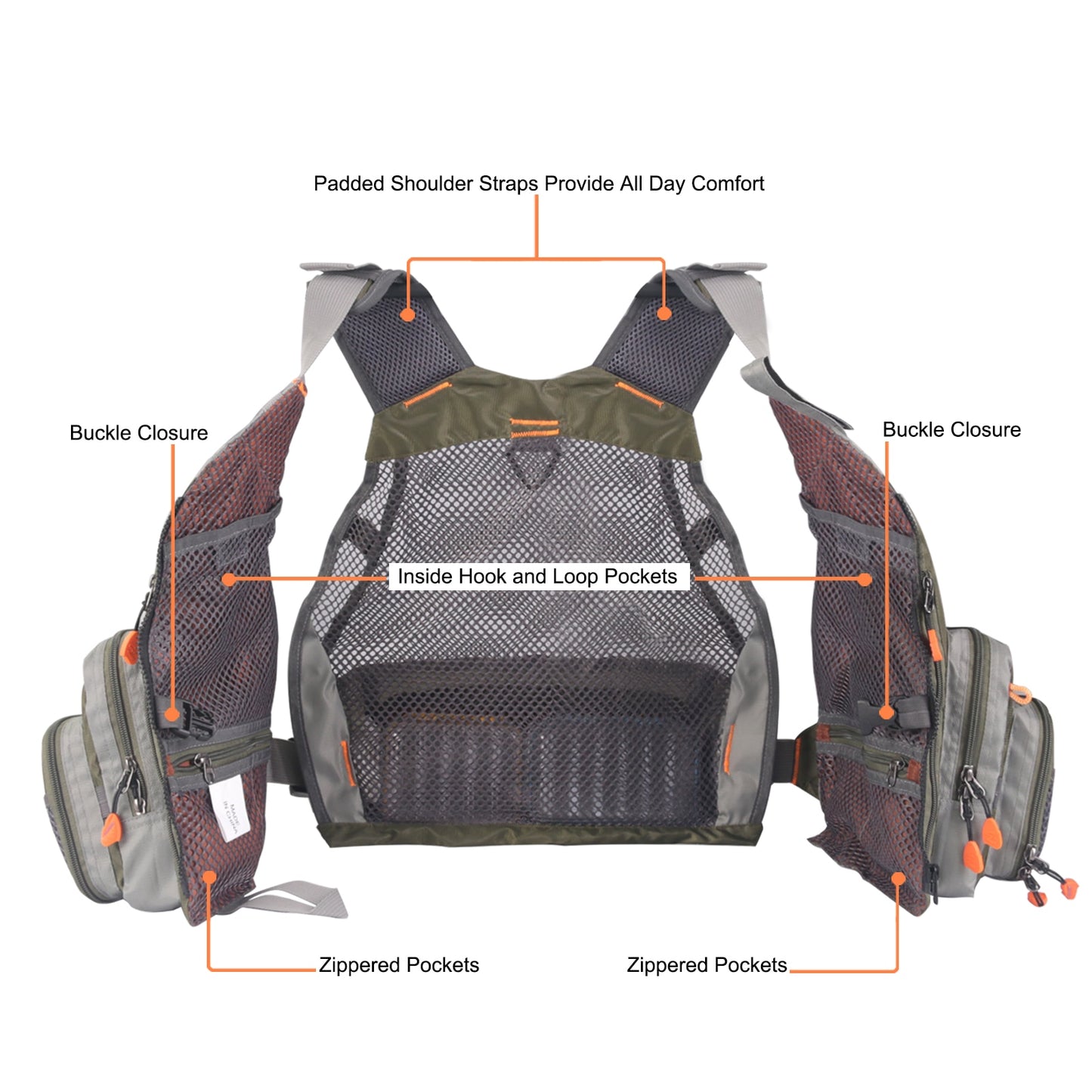 Maximumcatch Mesh Fly Fishing Vest Fishing Back Multifunction Pockets Fishing Backpack Vest
