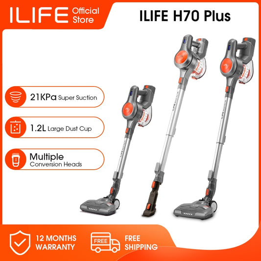 ILIFE H70/H70 Plus Cordless Handheld Cleaning Robot,21kPa Suction,1.2L Dust Cup,40 Mins Time,LED Illuminate,Removable Battery