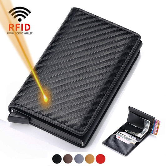 CEXIKA Anti RFID Blocking ID Credit Card Holder Case Wallet Men Business Carbon Aluminum Slim Mini Small Money Bag Wallets Purse